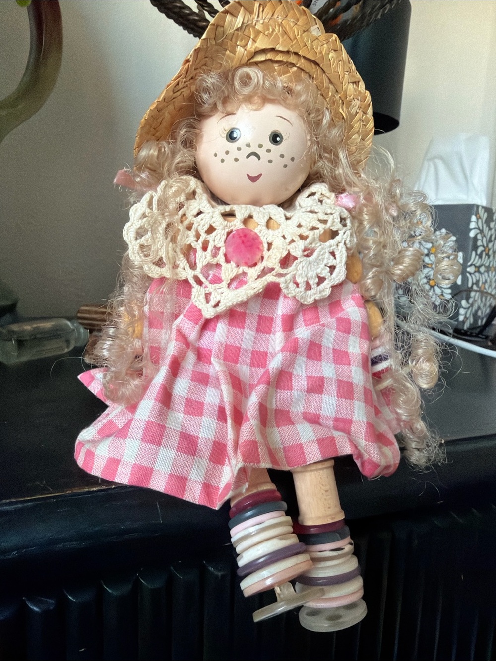 Vintage Wooden Shelf-Sitter Doll